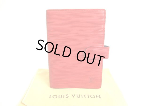 Photo1: LOUIS VUITTON Epi Red Document Holders Small Ring Agenda Cover #9966