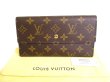 Photo1: LOUIS VUITTON Monogram Brown Leather Flap Long Wallet International #9971