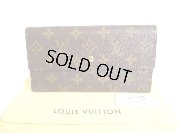 Photo1: LOUIS VUITTON Monogram Brown Leather Flap Long Wallet International #9971