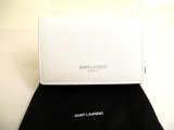 Photo: Saint Laurent YSL Black White Bicolored Leather Trifold Wallet Compact Wallet #9977