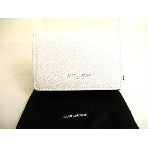 Photo: Saint Laurent YSL Black White Bicolored Leather Trifold Wallet Compact Wallet #9977