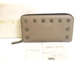 Photo: Jimmy Choo Metal Stars Taupe Leather Round Zip Wallet CARNABY #9979