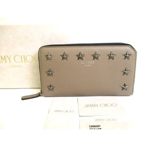 Photo: Jimmy Choo Metal Stars Taupe Leather Round Zip Wallet CARNABY #9979