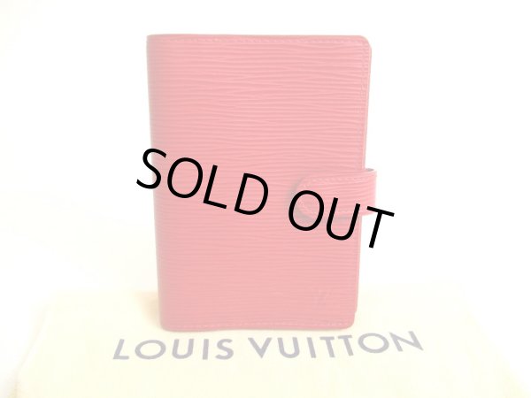 Photo1: LOUIS VUITTON Epi Red Document Holders Small Ring Agenda Cover #9981