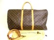 Photo1: LOUIS VUITTON Monogram Leather Brown Boston Bag Keepall 60 Bandouliere #9991