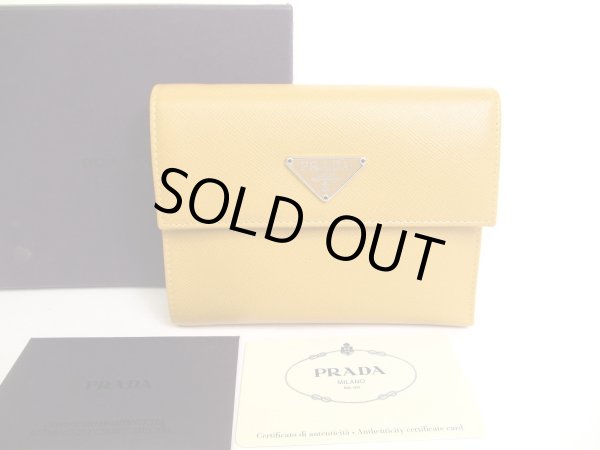 Photo1: PRADA Mustard Yellow Saffiano Leather Bifold Wallet Purse #9994