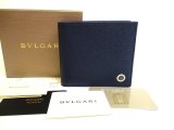 Photo: BVLGARI Denim Sapphire Leather Bifold Wallet Compact Wallet #9995