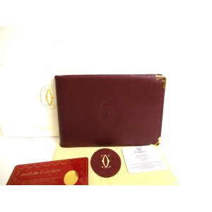 Photo: Cartier Must de Cartier Bordeaux Leather Bifold Bill Wallet Purse #a008