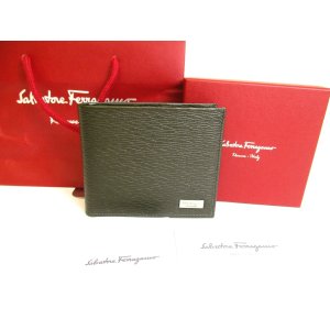 Photo: Salvatore Ferragamo Dark brown and Navy blue Leather Bifold Wallet #a009