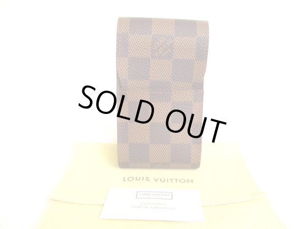 Photo1: LOUIS VUITTON Damier Brown Leather Cigarette Case Tabacco Case #a010