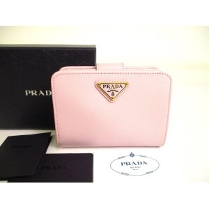 Photo: PRADA Saffiano Light Pink Leather Bifold Wallet Compact Wallet #a014