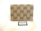 Photo: GUCCI Beige GG Canvas Business Card Credit Card Holder #a017