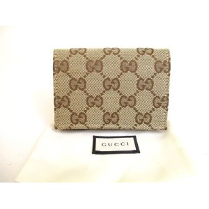 Photo: GUCCI Beige GG Canvas Business Card Credit Card Holder #a017