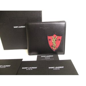 Photo: Saint Laurent Paris YSL Black Leather Patchwork Bifold Bill Wallet #a018