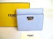 Photo1: FENDI Peekaboo Light Blue Leather Palladium Metal Tri-fold Wallet #a019