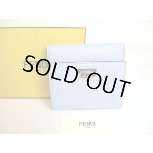 Photo: FENDI Peekaboo Light Blue Leather Palladium Metal Tri-fold Wallet #a019