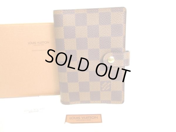 Photo1: LOUIS VUITTON Damier Leather Document Holder Small Ring Agenda Cover #a020