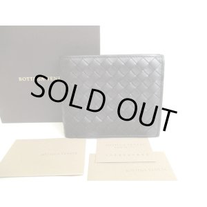 Photo: BOTTEGA VENETA Intrecciato Black Leather Bifold Bill Wallet #a021