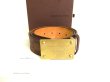 Photo1: LOUIS VUITTON Damier Brown Inventure Gold Buckle Belt Waist Size M #a024