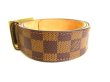 Photo2: LOUIS VUITTON Damier Brown Inventure Gold Buckle Belt Waist Size M #a024