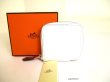 Photo1: HERMES Pearl White Veau Epson SILK'IN LINE Coin Purse Azap Compact Mini #a029