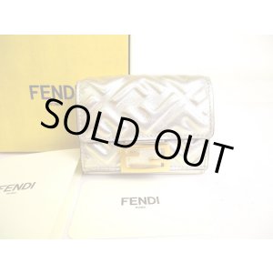 Photo: FENDI Champagne Gold Leather Baguette Micro Trifold Wallet Compact Wallet #a030