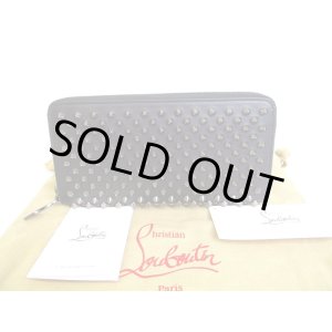 Photo: Christian Louboutin Panettone Black Leather Spikes Round Zip Wallet #a034