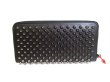 Photo2: Christian Louboutin Panettone Black Leather Spikes Round Zip Wallet #a034