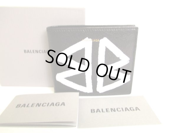 Photo1: BALENCIAGA Graffiti Black Leather Bifold Bill Wallet Compact Wallet #a036