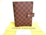 Photo: LOUIS VUITTON Damier Leather Document Holders Medium Ring Agenda Cover #a044