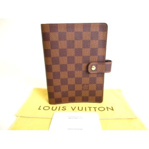 Photo: LOUIS VUITTON Damier Leather Document Holders Medium Ring Agenda Cover #a044