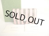 Photo: GUCCI GG Marmont Light Pink Stripes Leather Soft Cream Motif Bifold Wallet #a046