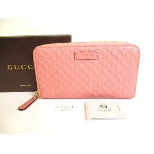 Photo: GUCCI Micro Guccissima Light Pink Leather Round Zip Long Wallet #a048