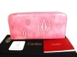 Photo1: Cartier Happy Birthday Pink Calf Leather Round Zip Wallet Purse #a050