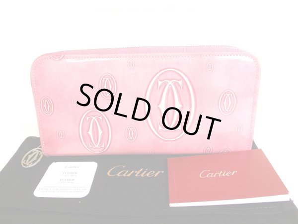 Photo1: Cartier Happy Birthday Pink Calf Leather Round Zip Wallet Purse #a050