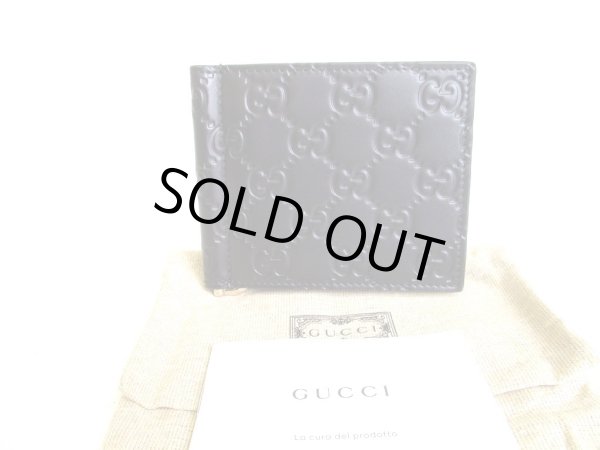 Photo1: GUCCI Guccissima Black Leather Bifold Bill Wallet #a054