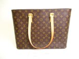 Photo: LOUIS VUITTON Monogram Brown Leather Tote Bag Shoppers Bag Luco #a057