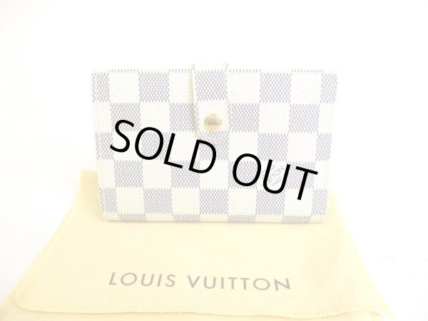 Photo1: LOUIS VUITTON Damier Azur White Leather Bifold Wallet Viennois #a058