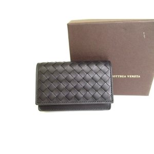 Photo: BOTTEGA VENETA Intrecciato Black Leather Business Card Holder #a063