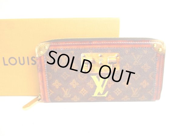 Photo1: LOUIS VUITTON Monogram Brown Leather Trunk Time Zippy Wallet #a064