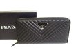 Photo1: PRADA Triangle Logo Black Nappa Leather Round Zip Long Wallet #a067