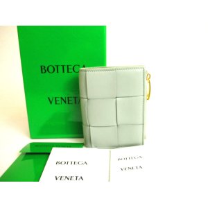 Photo: BOTTEGA VENETA Peppermint Green Leather Small Cassette Bi-Fold Zip Wallet #070