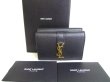 Photo1: Saint Laurent Paris YSL Black Leather Trifold Wallet Compact Wallet #a072