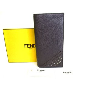 Photo: FENDI Selleria Dark Gray Leather Bifold Long Wallet #a073