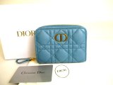 Photo: Christian Dior Marine Blue Leather Caro Scrlet Wallet Bifold Wallet #a076