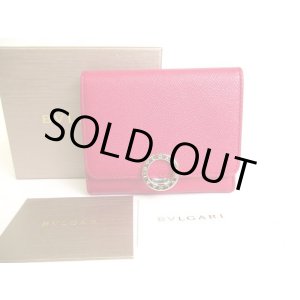 Photo: BVLGARI Wine-red Purple Leather Logo Clip Trifold Wallet #a079