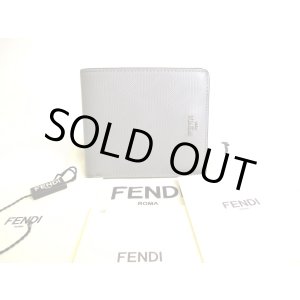 Photo: FENDI Zucca Shadow Gray Yellow Leather Bifold Bil Wallet Compact Wallet #a084