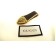 Photo1: GUCCI Old Gucci Gold H/W Black Leather Money Clip #a092