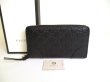 Photo1: GUCCI Guccissima Black Leather Round Zip Long Wallet #a097