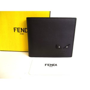 Photo: FENDI Black Soft Leather Monster Bag Bugs Flap Long Wallet #a101
